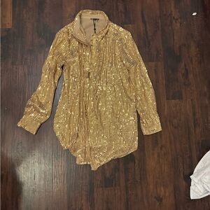 DKNY Gold Sequin Blouse